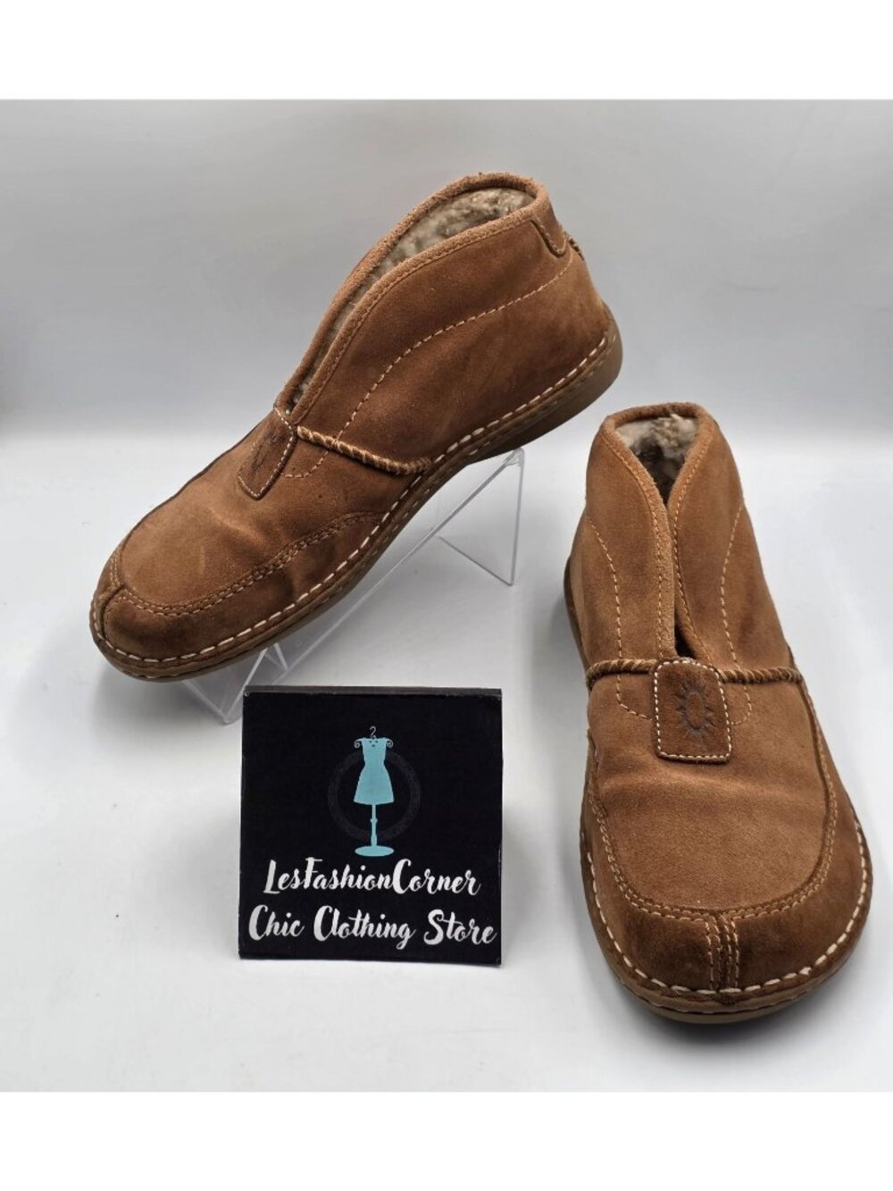 UGG Mens Chestnut Suede Leather Shearling Lined Slip-On Slipper Shoes Sz 13 3808